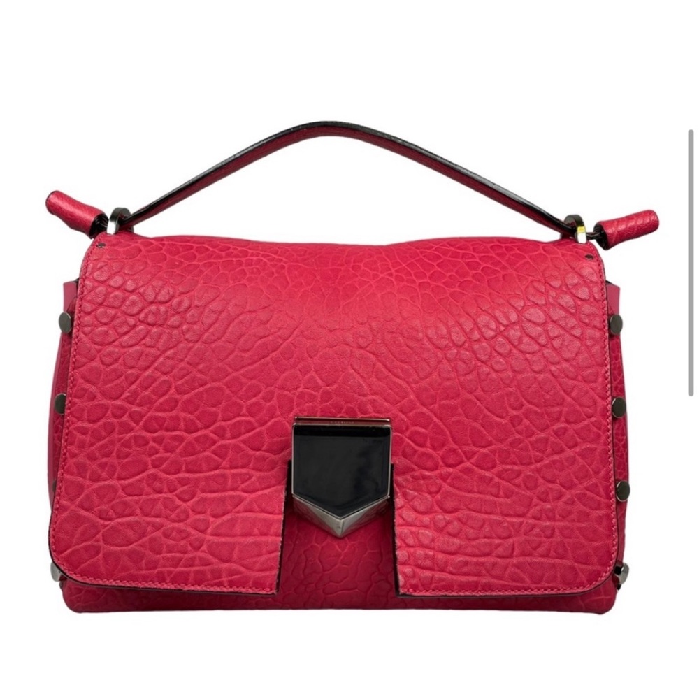 EUC! Jimmy Choo Red Shoulder Bag with Textured Leather
